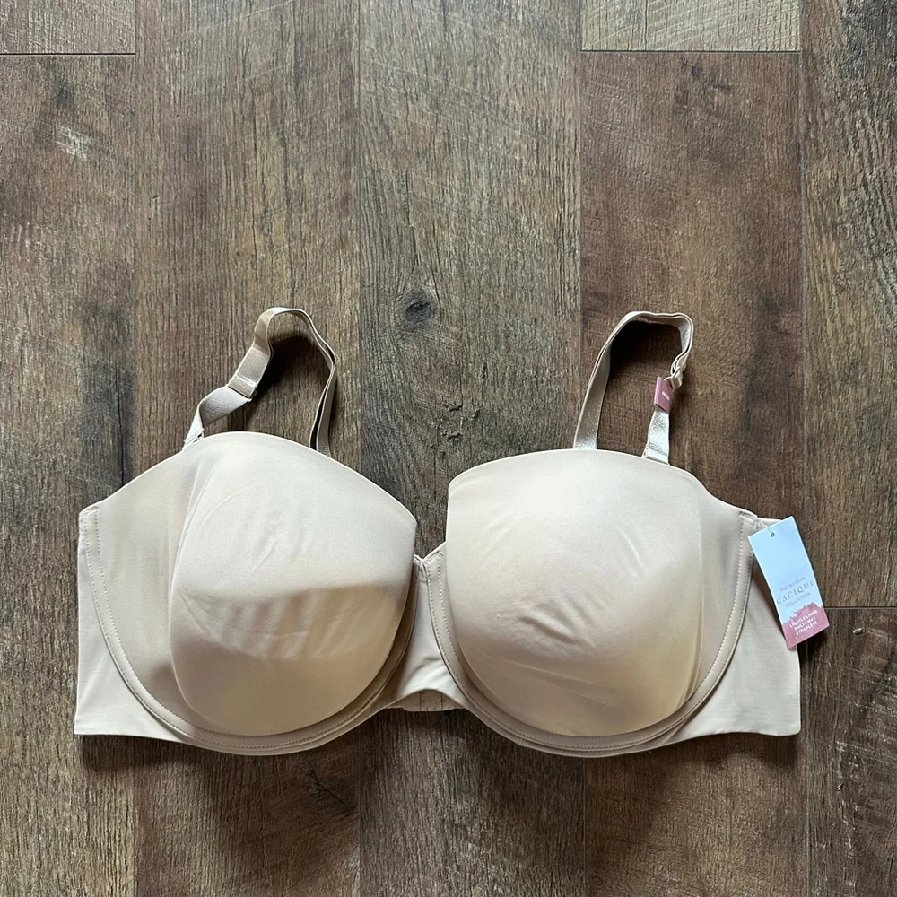 Women's Cacique Lightly Lined Multi-Way Strapless Bra 48DDD Beige